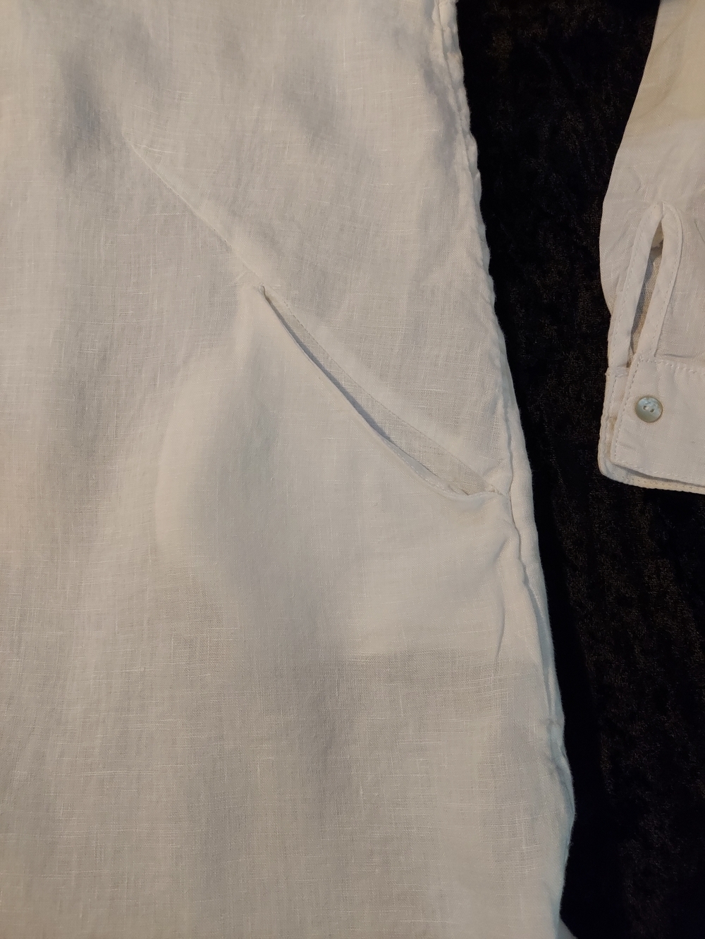 Sigrid Olsen White Linen Roll Tab Sleeve Button-Down Shirt - Picture 7 of 9